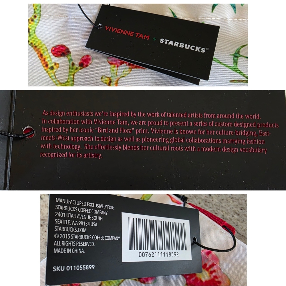 Limited Edition Starbucks + Vivienne Tam 'Bird and Flora' 3-Piece Collection - Picture 6 of 6